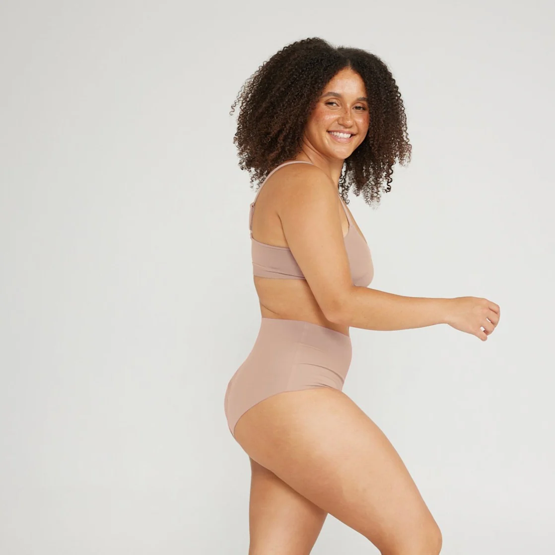 High-Rise Bikini - Seamless Cotton - Latte - Image 3