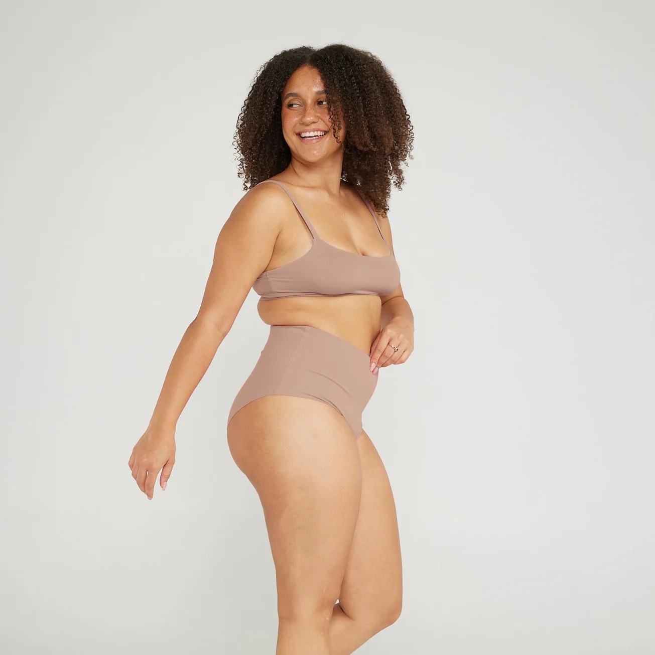 High-Rise Bikini - Seamless Cotton - Latte - Image 4