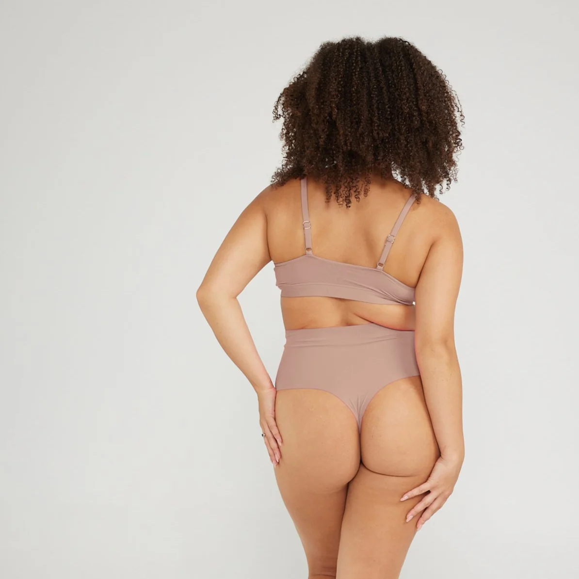 High-Rise Thong - Seamless Cotton - Latte - Image 2