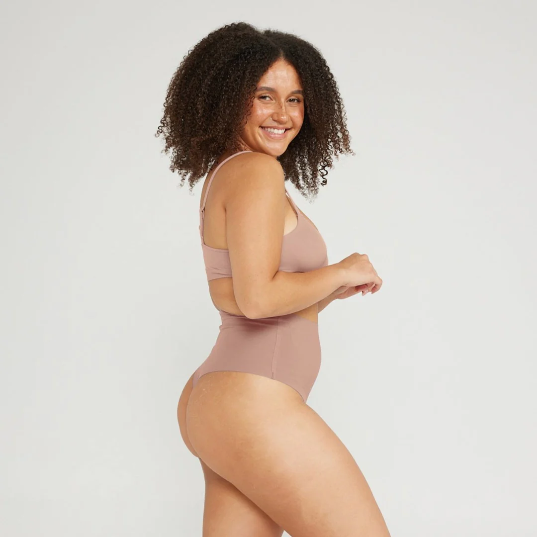 High-Rise Thong - Seamless Cotton - Latte - Image 4