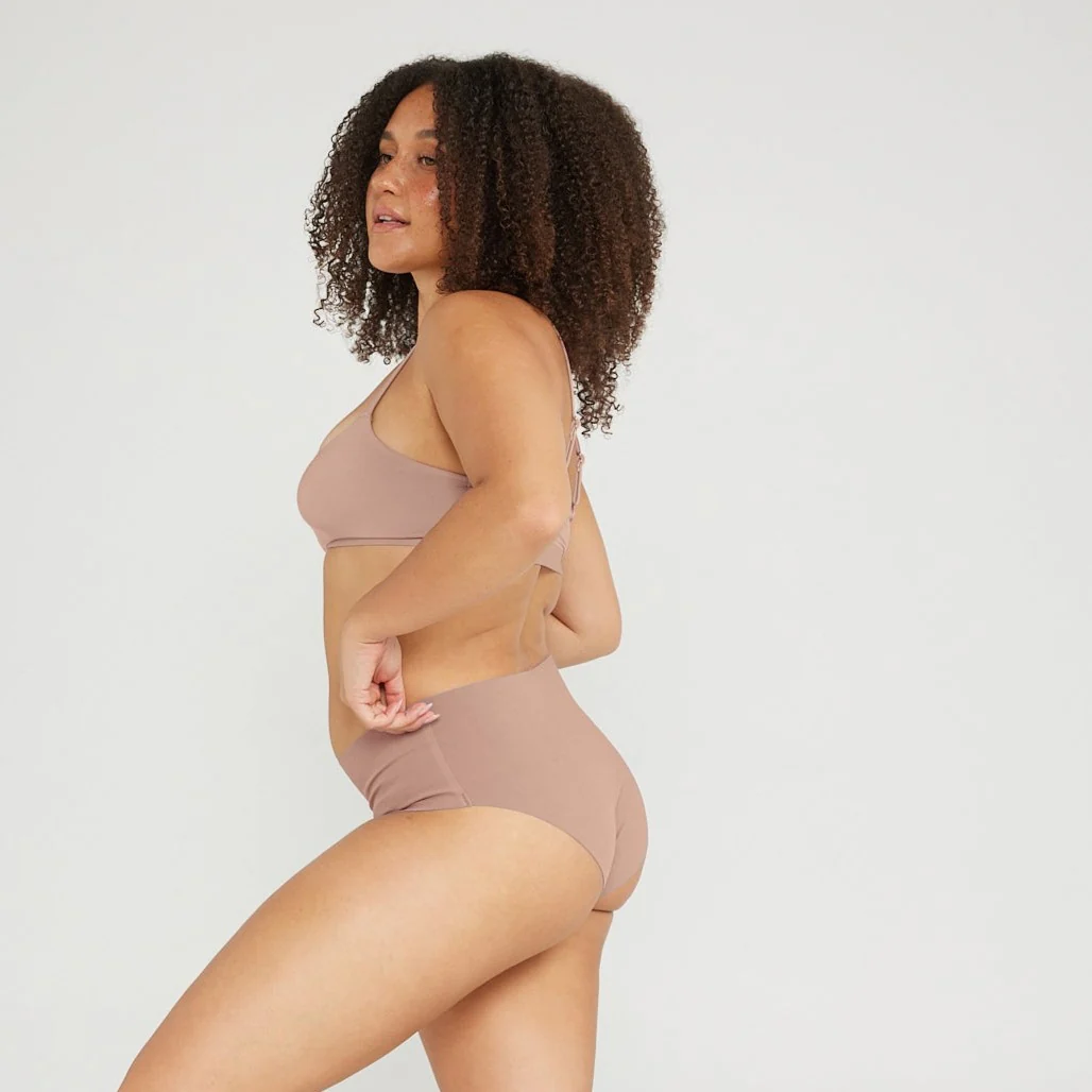 Mid-Rise Bikini - Seamless Cotton - Latte - Image 3