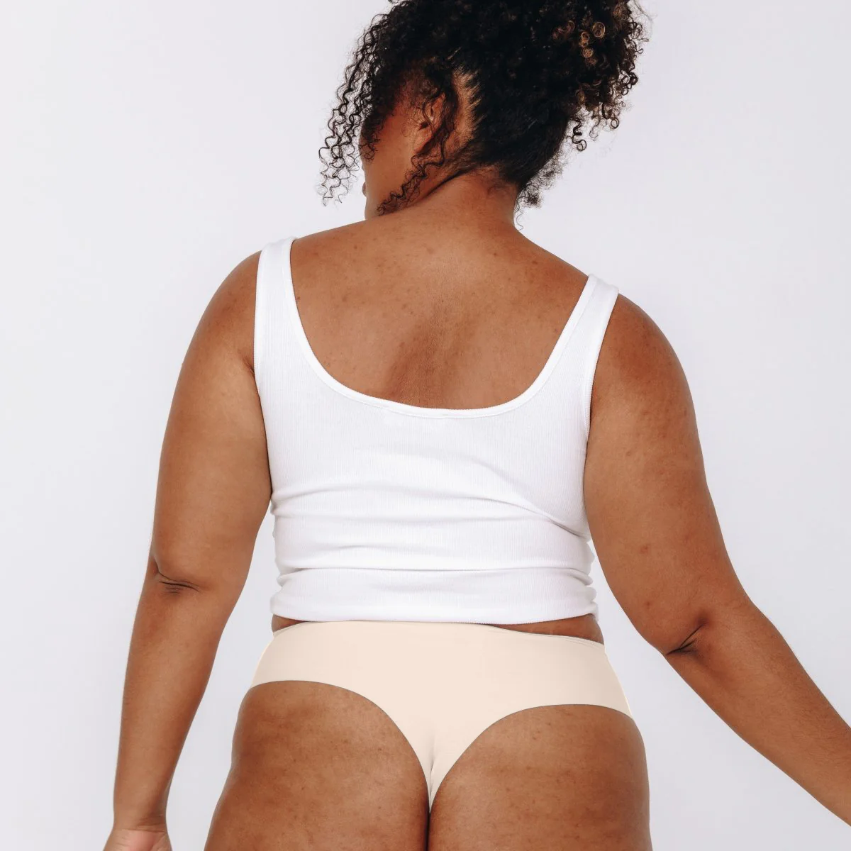 Mid-Rise Thong - Seamless Cotton - Black - Image 12