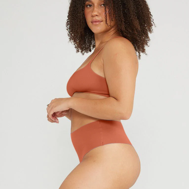 Mid-Rise Thong - Seamless Cotton - Black - Image 18