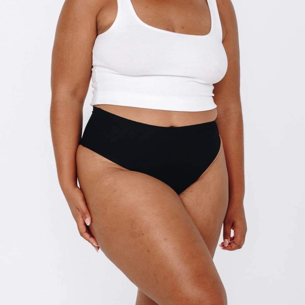 Mid-Rise Thong - Seamless Cotton - Black - Image 5