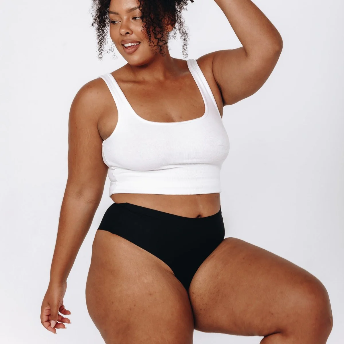 Mid-Rise Thong - Seamless Cotton - Black - Image 8
