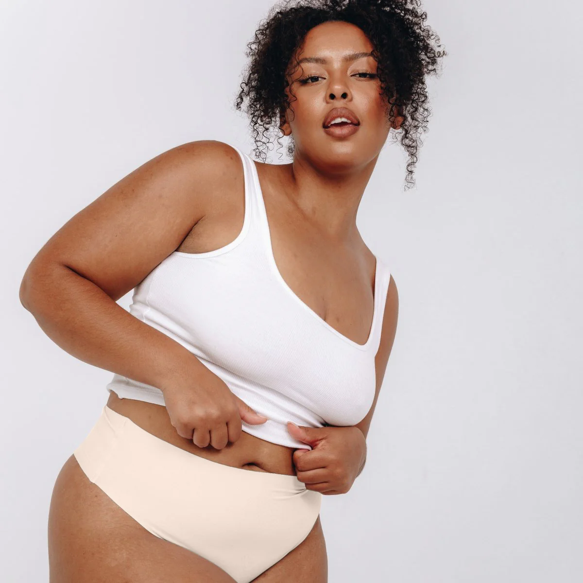Mid-Rise Thong - Seamless Cotton - Black - Image 9