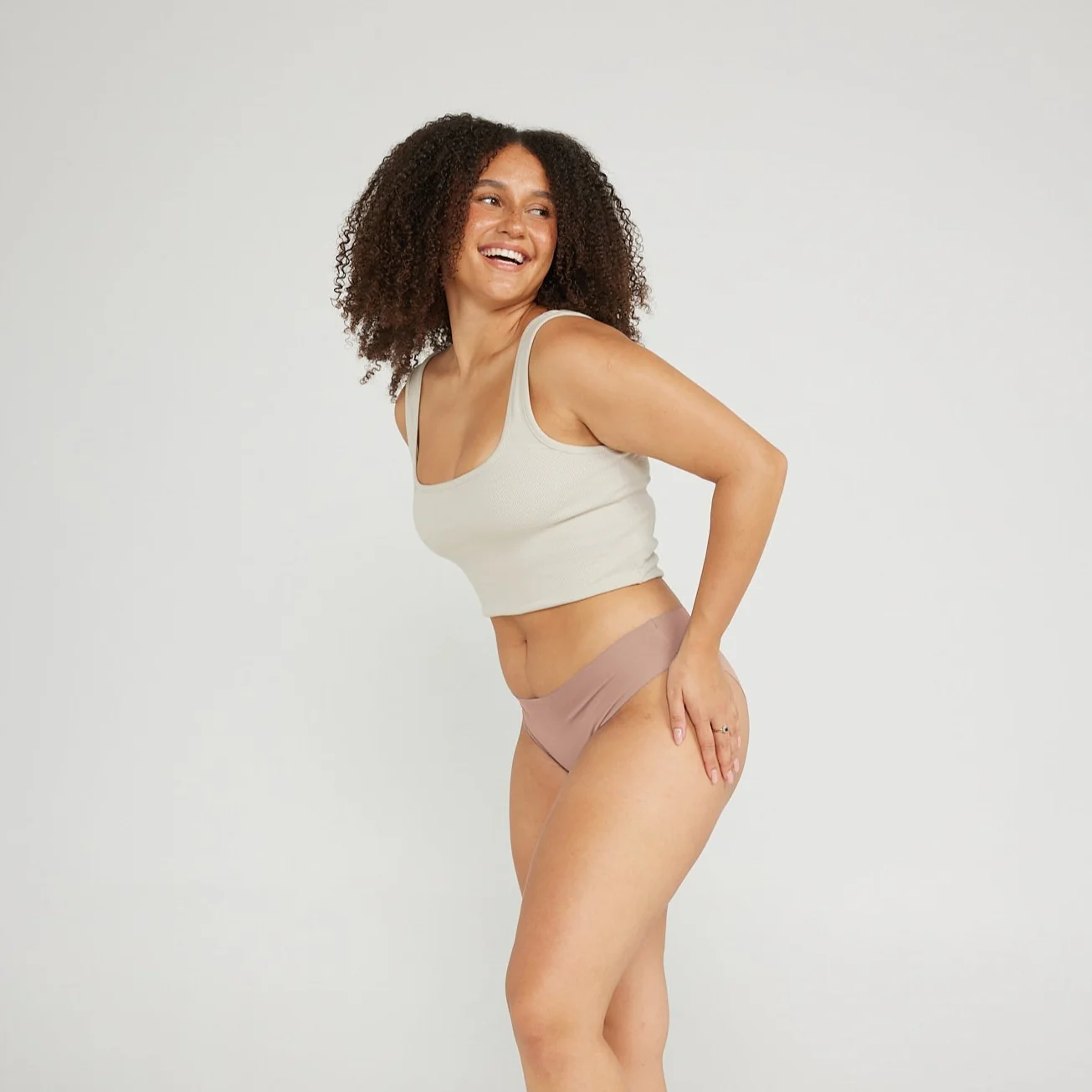 Original-Rise Bikini Brief - Seamless Cotton - Latte - Image 2