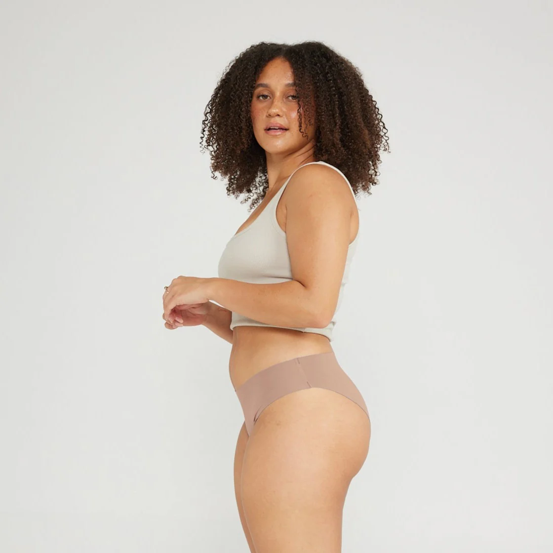 Original-Rise Bikini Brief - Seamless Cotton - Latte - Image 3