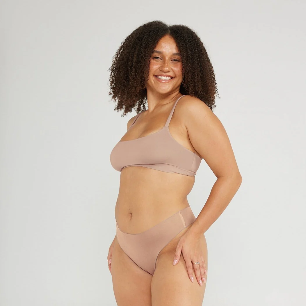 Original-Rise Thong - Seamless Cotton - Latte - Image 3